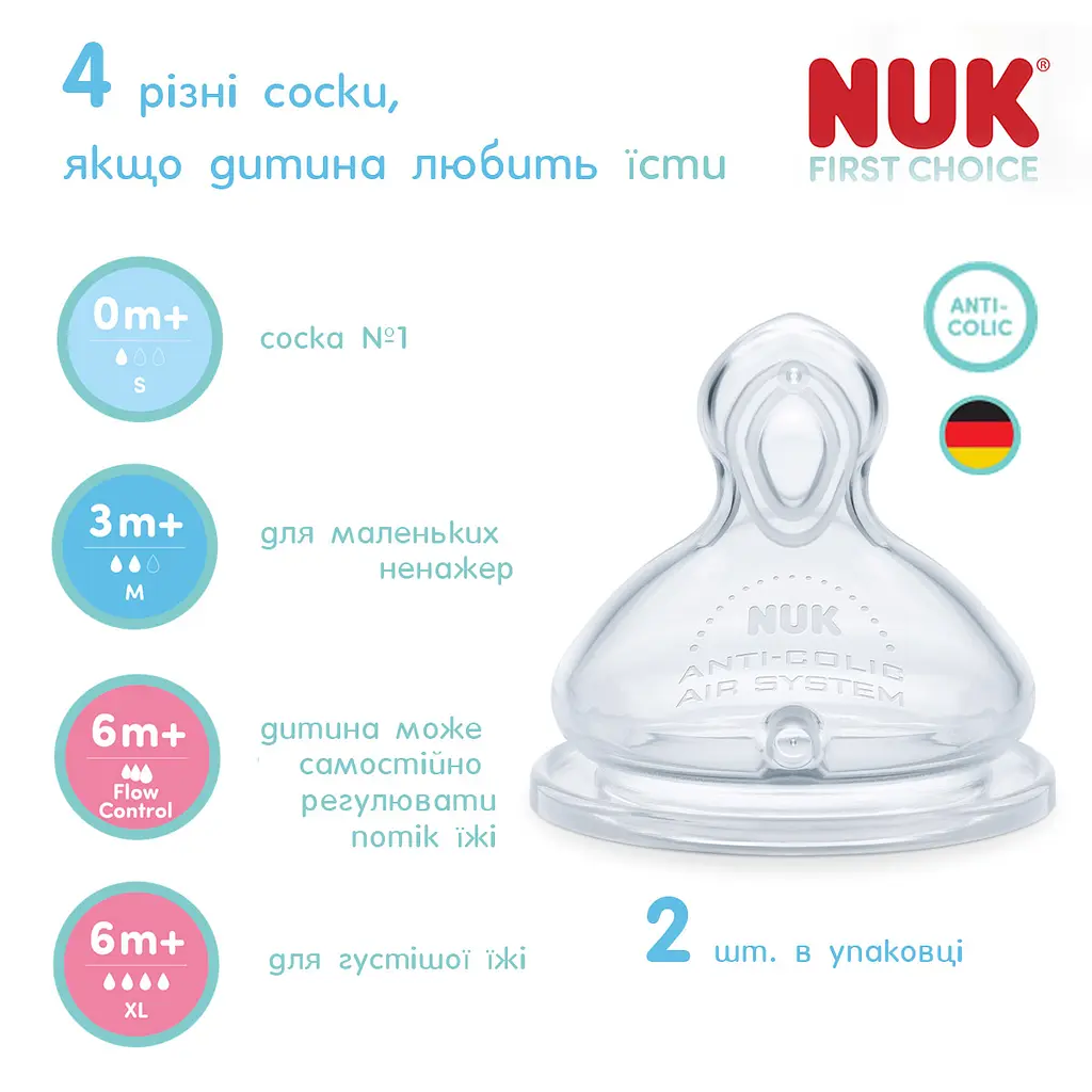 Соска Nuk First Choice силікон Flow con  від 6 міс 2 шт. (3954277) - фото 4