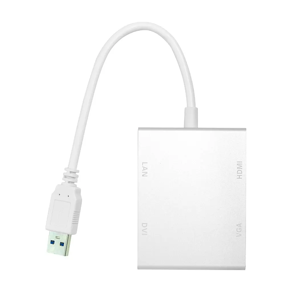 Перехідник PowerPlant USB 3.0 to HDMI, DVI, VGA, RJ45 Gigabit Ethernet (CA912087)