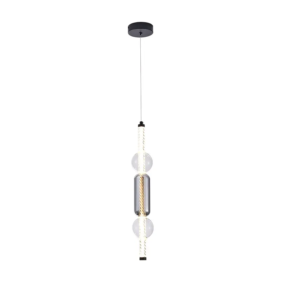 Подвесной светильник LED Levistella 788P39314 BK+CL+AM, 7W, 4000K, Черный металл + стекло + дерево - фото 2