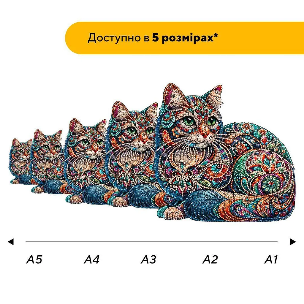 Пазл дерев'яний Котяча Мозаїка, А4, 100 елементів, Картонна коробка - фото 2