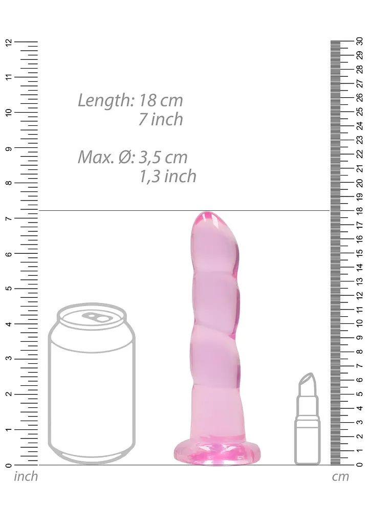 Фалоімітатор RealRock Crystal Clear 7" 18 см (рожевий) - фото 7