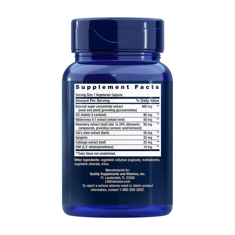 Комплекс екстрактів Life Extension Triple Action Cruciferous Vegetable Extract, 60 вегакапсул для підтримки рівня гормонів - фото 2