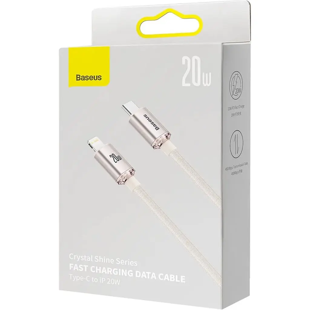 Кабель Baseus Crystal Shine Series USB-C to Lightning 20W 1.2m Pink (CAJY001304) [169541] - фото 5