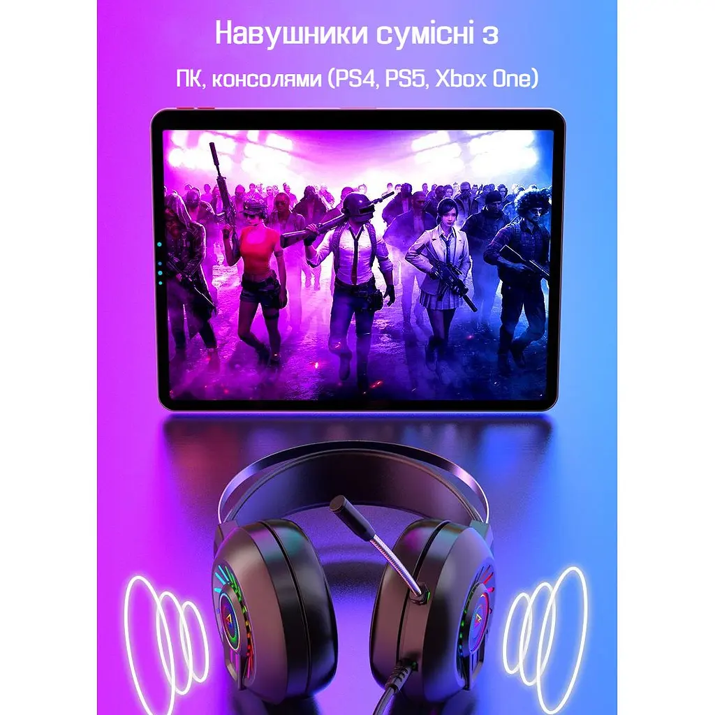 Дротові навушники з мікрофоном XTRIKE ME ігрові навушники з мікрофоном та RGB підсвічуванням, навушники для пк, Black
 - фото 8