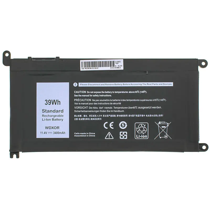 Батарея для ноутбука Dell WDX0R (Inspiron: 15 5568 13 5368 13 5378) 11.4V 3400mAh 39Wh Чорний - фото 2