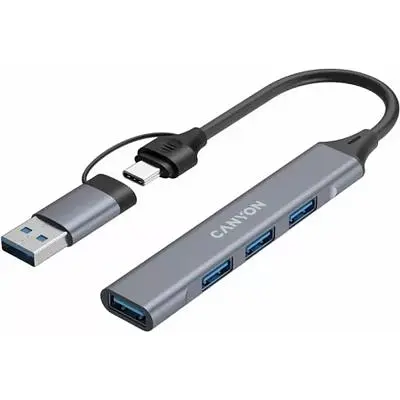 Концентратор Canyon USB-C/A 4-in-1 1xUSB 3.0 + 3xUSB 2.0 gray (CNS-TDS02G) - фото 3