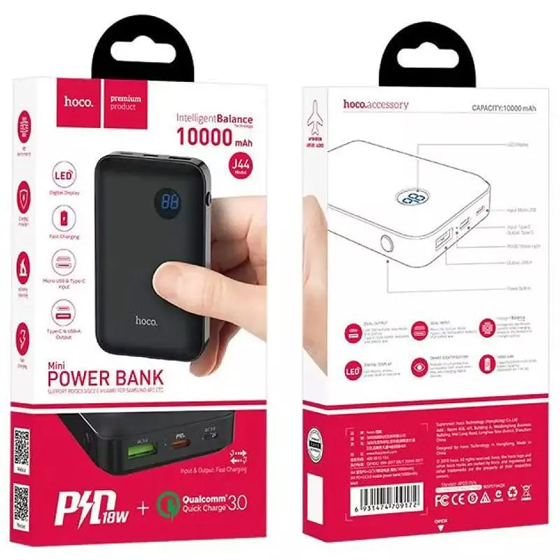 Додаткова батарея Hoco J44 PD+QC3.0 (10000mAh) Black - фото 3