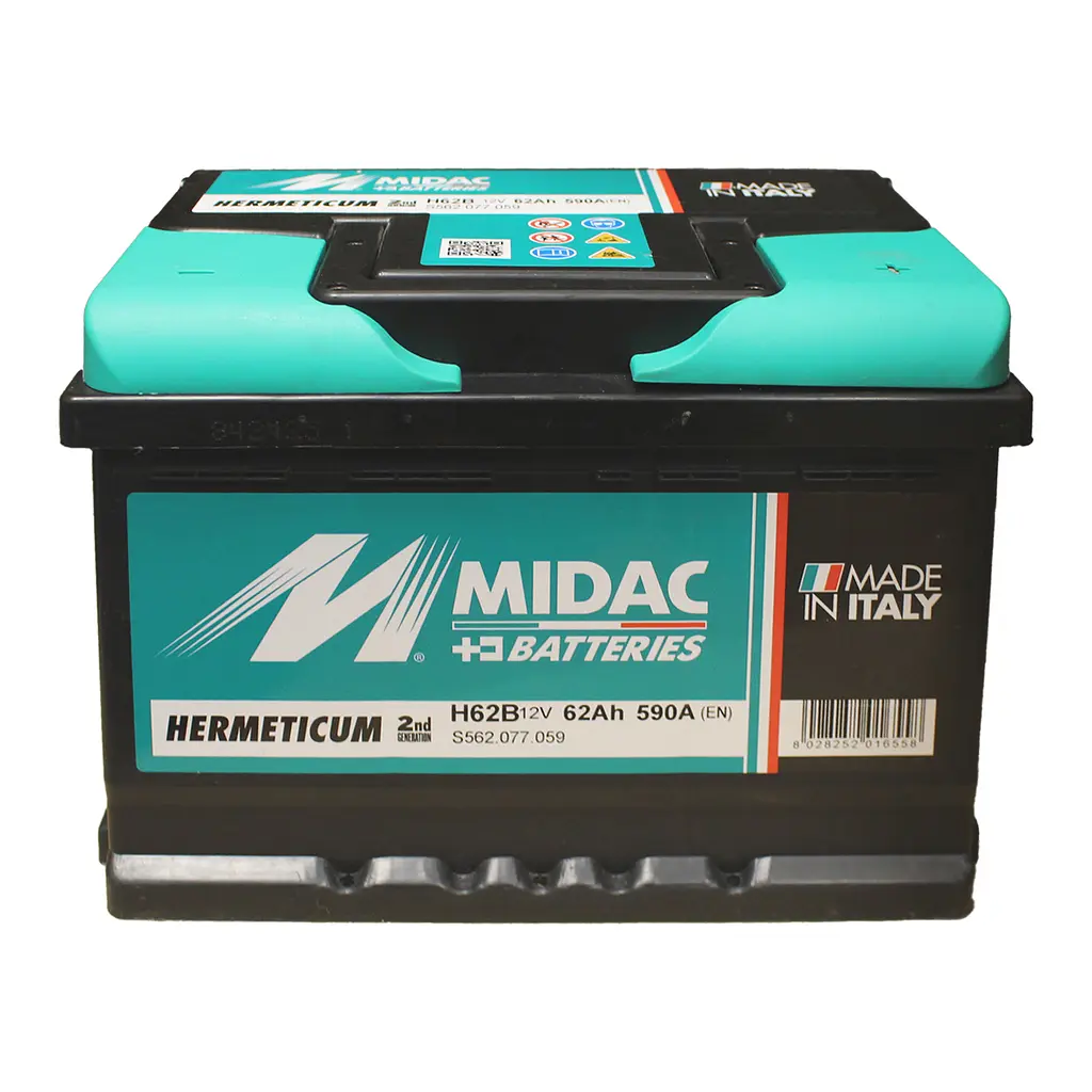 Аккумулятор 6СТ-62A MIDAC HERMETICUM, 12V, 62Ah  (-/+) низкий евро, EN590А - фото 2