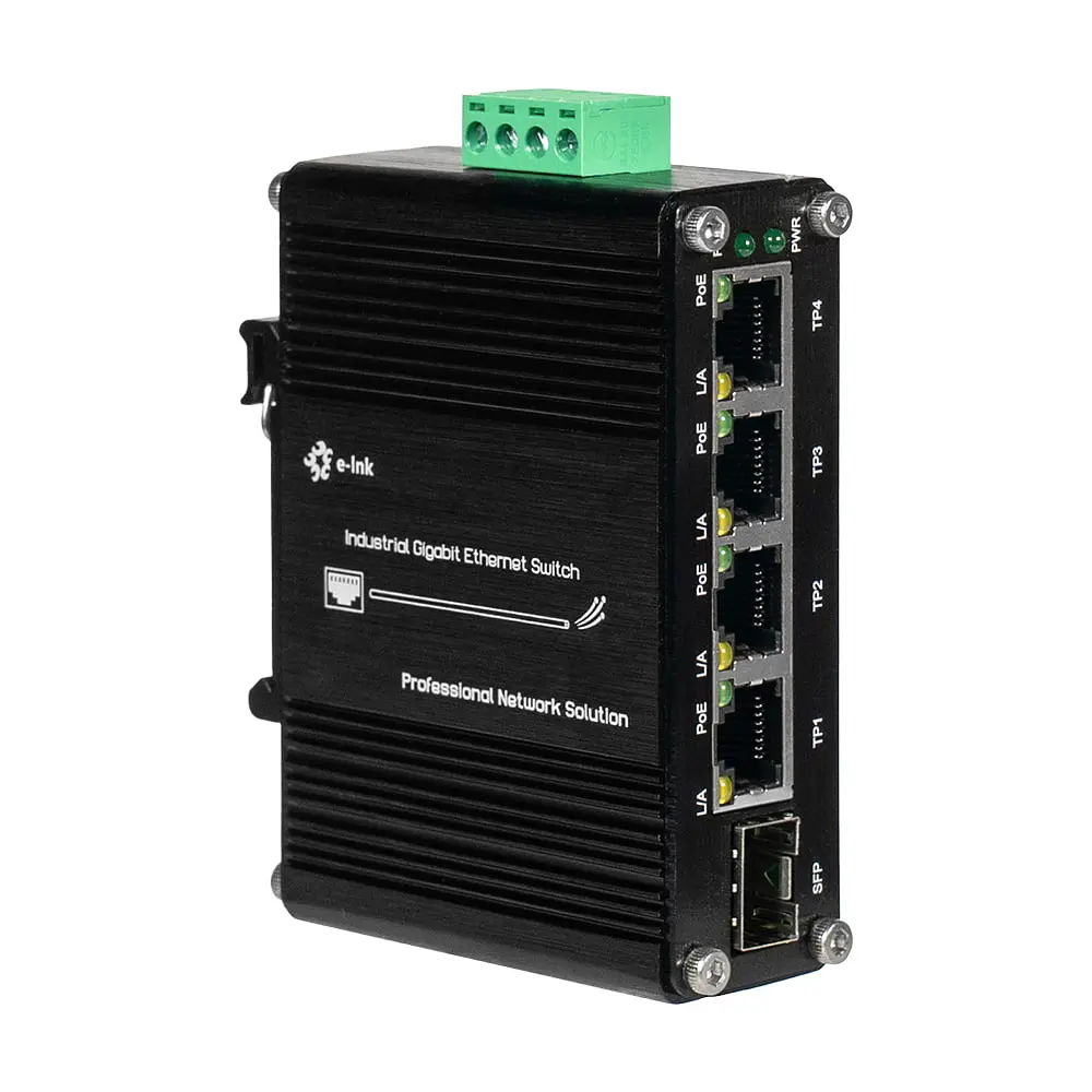 PoE-комутатор 5-портовий E-LINK LNK-IMC104GP-SFP IN 12-48V (73-00126) - фото 3