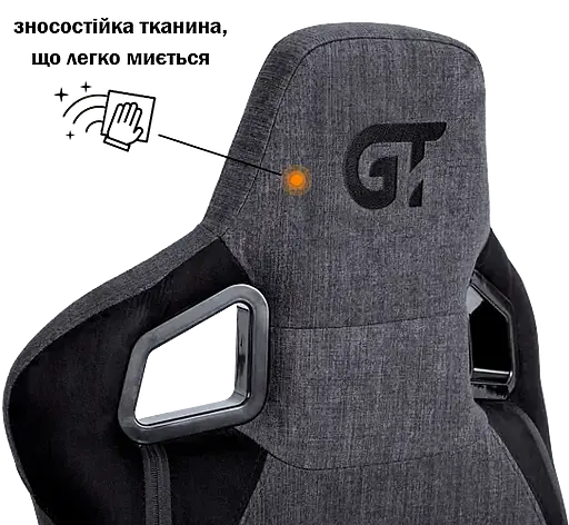 Геймерське крісло GT Racer чорне з темно-сірим (X-8005 Dark Gray/Black Suede) - фото 10