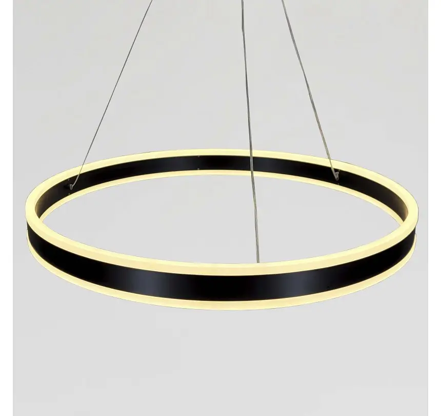 Сучасна підвісна світлодіодна кільцева люстра Artlight 2337/60BK чорна з пультом, диммером та трьома режимами освітлення - фото 4