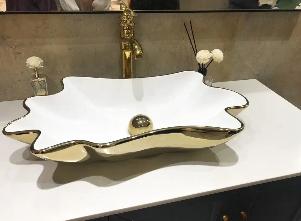 Умивальник Rea Infinity 62x33 white/gold (REA-U3400), Глянцева - фото 2