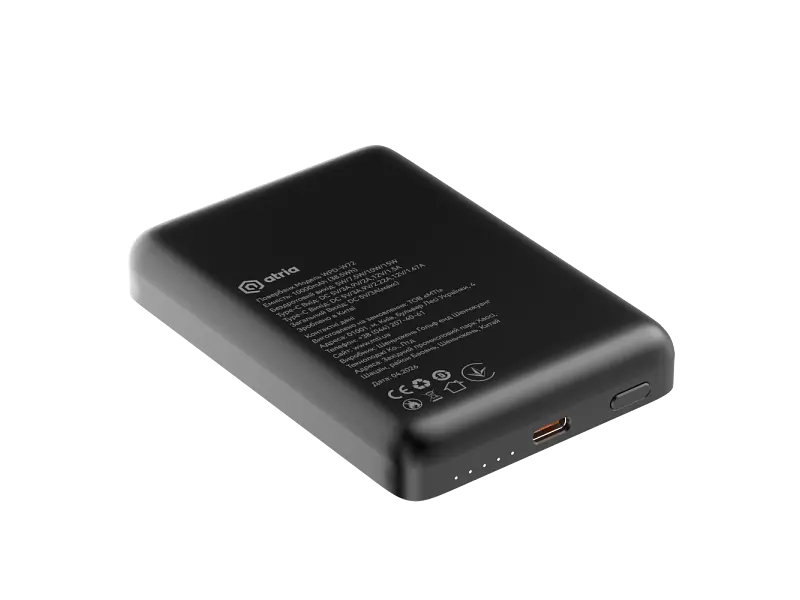 Зовнішній акумулятор (Power Bank) ATRIA WPD-W72B 10000mAh Black - фото 3