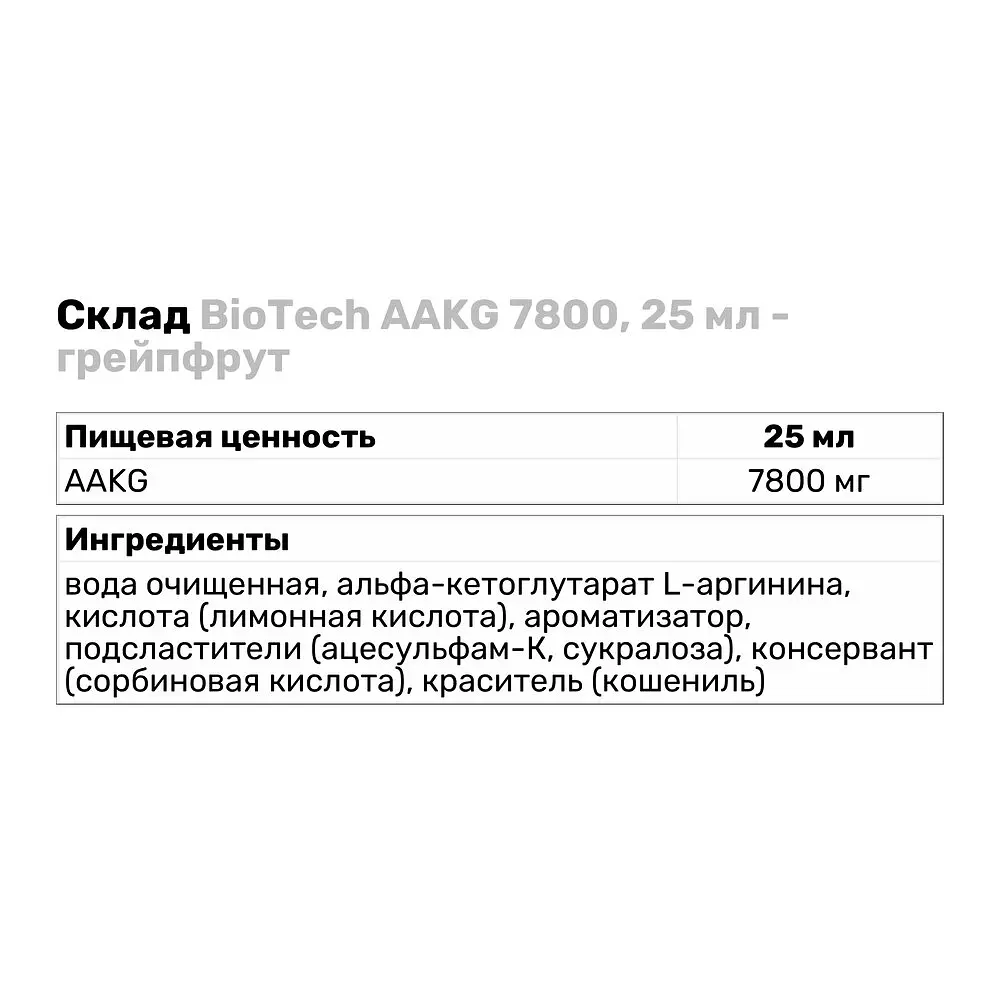 Амінокислота BiotechUSA AAKG 7800 Грейпфрут 25 мл - фото 3