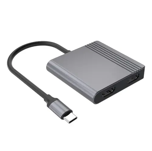 Хаб USB A-CM-COMBO3-04, Grey, Type-C 3.2 - 1xType-C 3.2 (85 Вт) / USB 3.2 / 2xHDMI 4K 30 Гц Gembird teh0027592 - фото 2