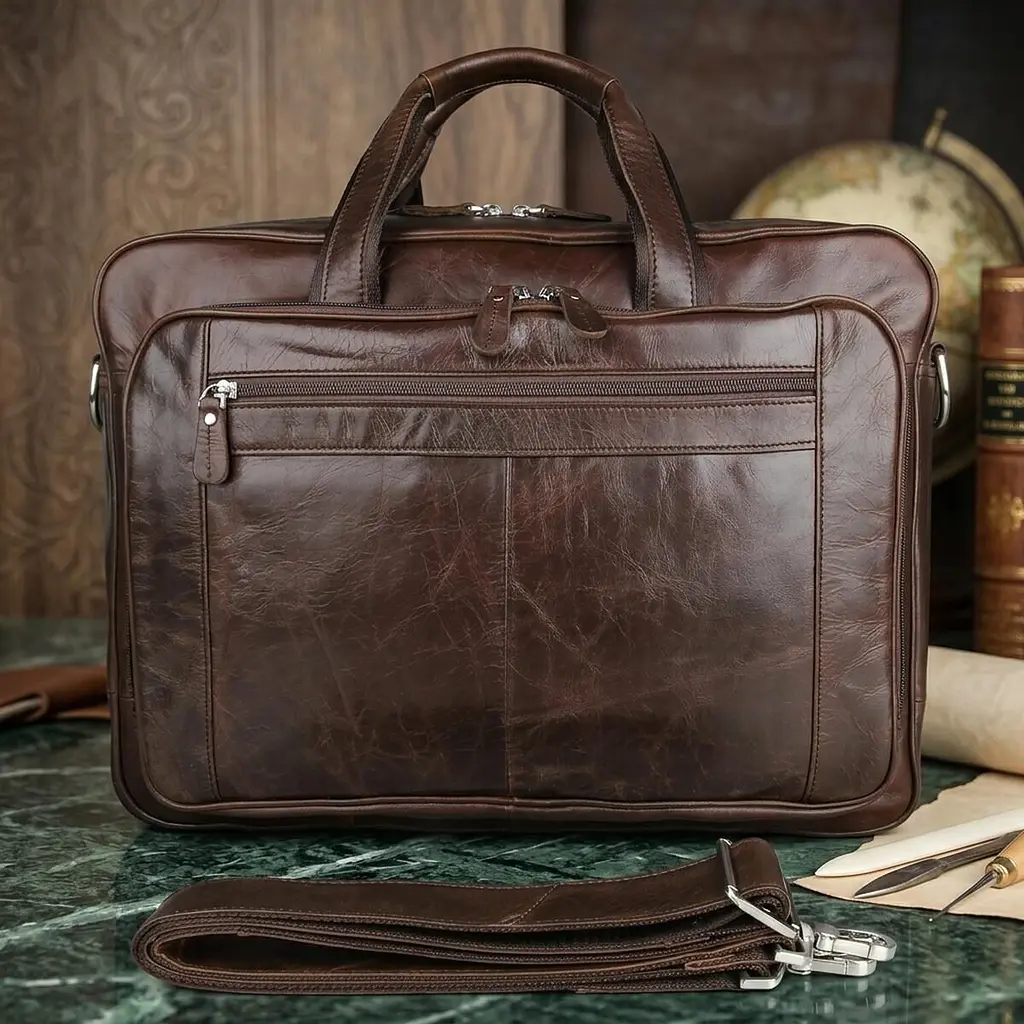 Сумка чоловіча 14371 для ноутбука 17 дюймів Vintage коричнева - фото 3