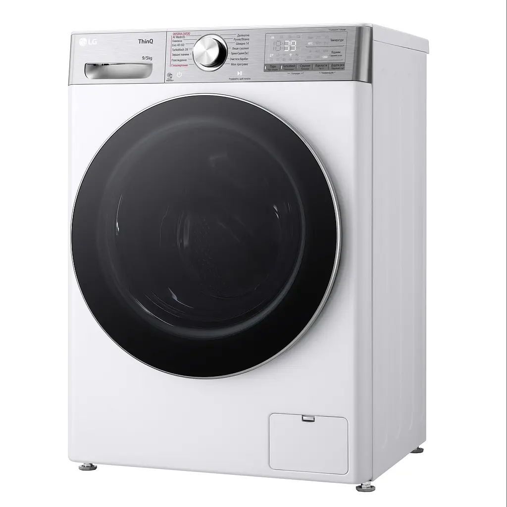 LG Прально-сушильна машина фронтальна, 9(5)кг, 1200, А, 48см, дисплей, пара, інвертор, білий - фото 7
