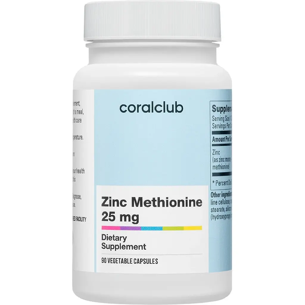 Цинк Метіонін 25 мг Корал Клаб, 90 капсул | Zinc Methionine 25 mg Coral Club