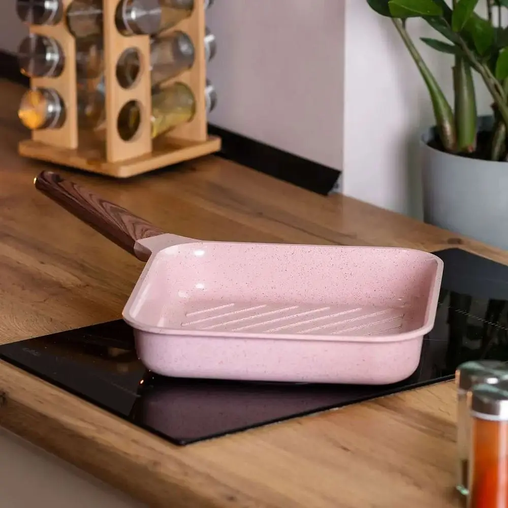 Сковорода-гриль MGC алюминиевая 2,5 л с антипригарным покрытием, розовый MGC HP-4-438P - фото 6