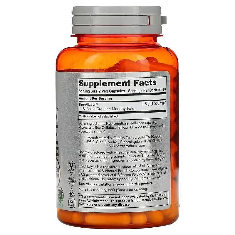 Креатин NOW Sports Kre-Alkalyn Creatine, 120 капсул - фото 2
