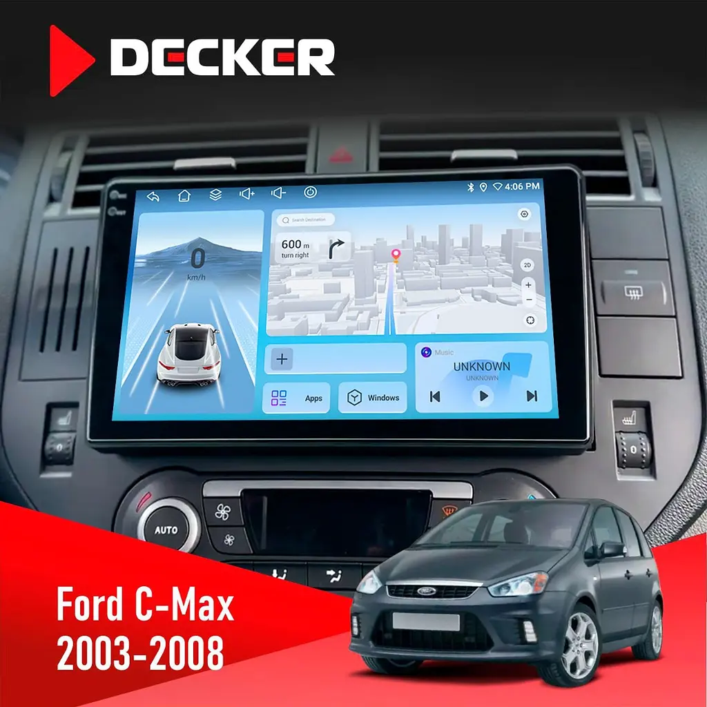 Штатна магнітола Ford C-Max 2003-2008 Decker D9-010 6x128, DSP, 4G, 2K Decker (НФ-00004644)