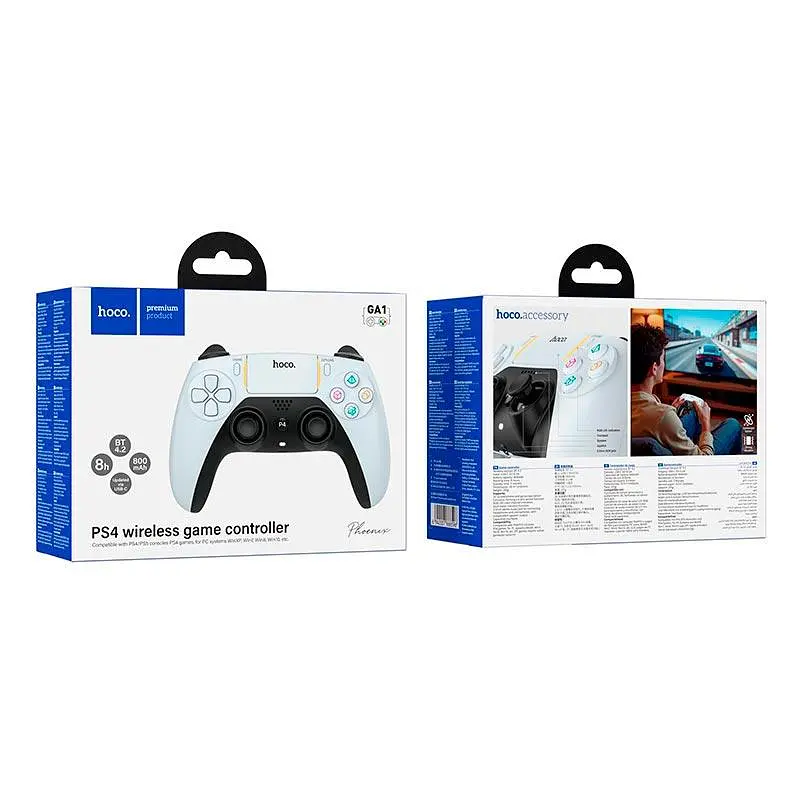 Ігровий контролер Hoco Phoenix PS4/PC Wireless Game Controller GA1 |8h, BT4.2, 3.5mm, Trackpad, RGB| - фото 2