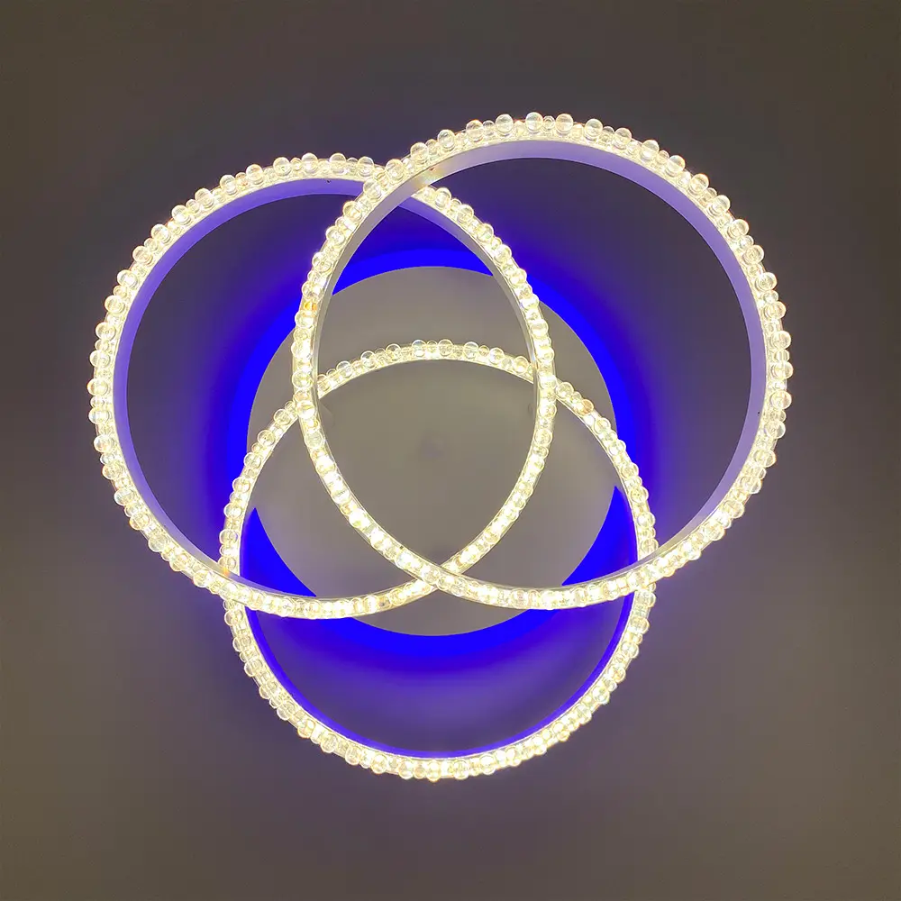 LED світильник білий на 3 кільця з хромованою смужкою d30 см Line.F A 55063/3С RGB WH+CR - фото 9