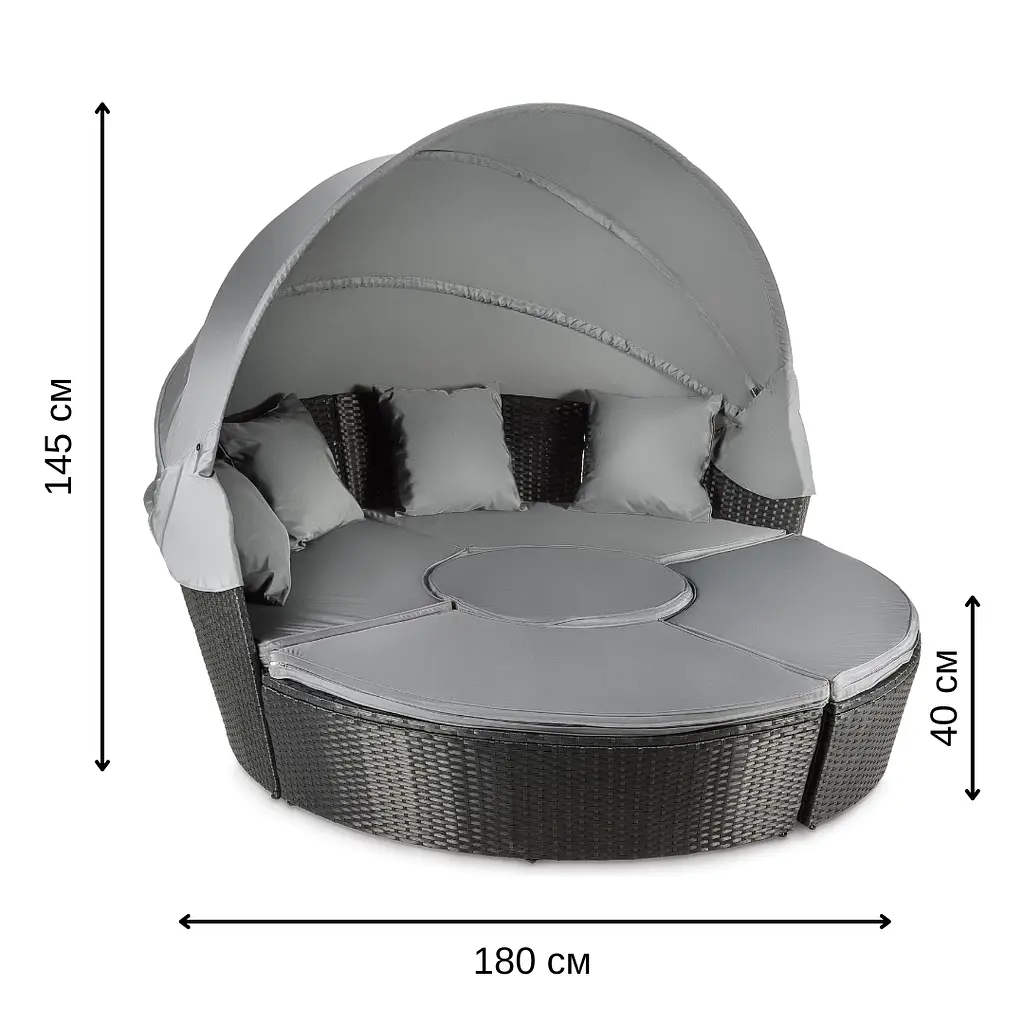Садові меблі Outtec Round Lounge Chairs чорно-графітові - фото 10