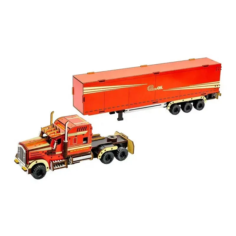 Дитячий дерев'яний 3D конструктор Фура з причепом PuzzleOk Puz-00952 206 деталей - фото 4