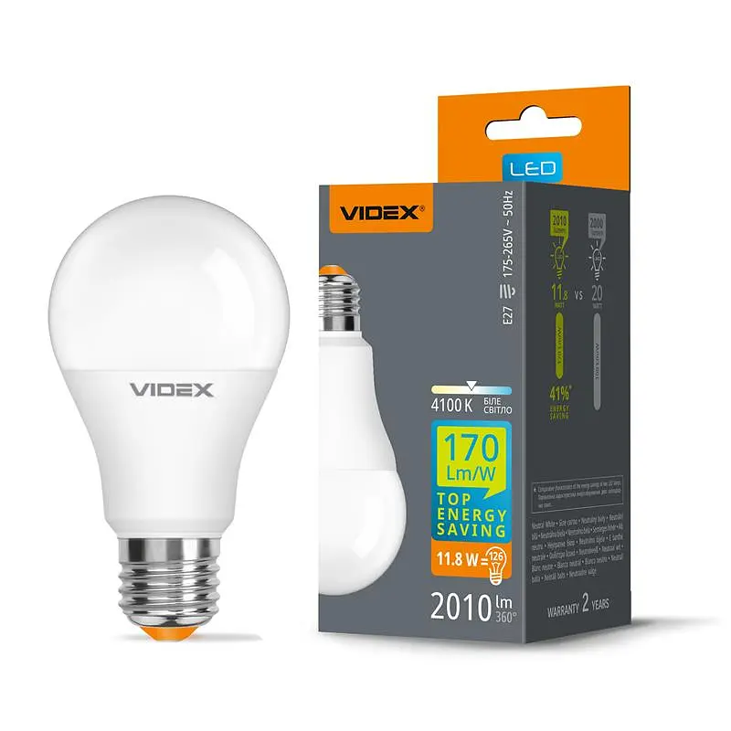 LED-лампа Videx A60h 11.8W E27 4100K (28601-000)