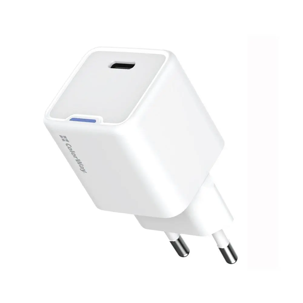 Мережевий зарядний пристрій ColorWay GaN Mini 35W PD Port PPS USB-C Білий (CW-CHS056PD-WT) - фото 2