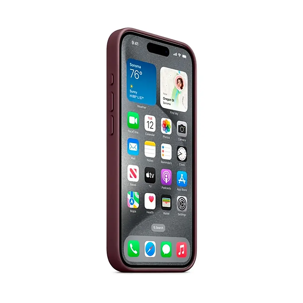 Чехол для Apple iPhone 15 Pro Max, FineWoven Case with MagSafe, бордовый, защитная накладка из материала FineWoven, противоударный, для iPhone, защита всего корпуса, поддержка беспроводной зарядки и MagSafe, (ARM71989) - фото 3