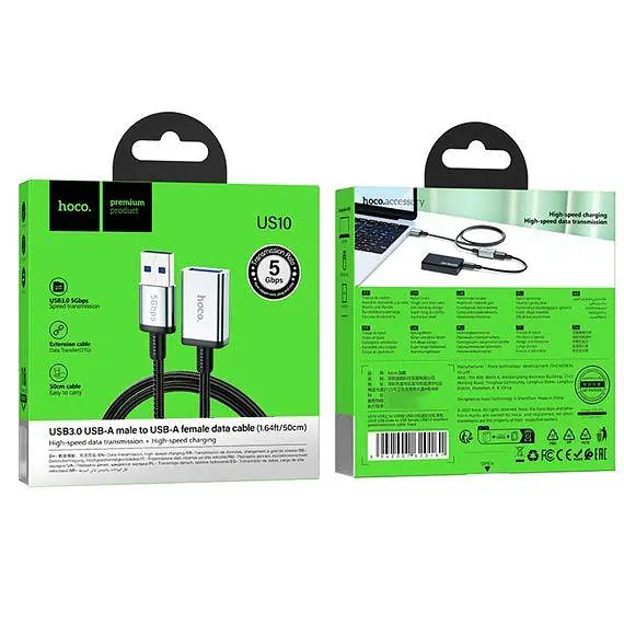 Кабель удлинитель USB3.0 to USB (F) — Hoco US10 5Gbit/s 0.5 метра - фото 8