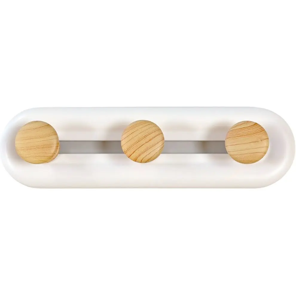 Вішалка МВМ My Home 3 гачки 50х180 мм білий/дерево (HP-01/3 WHITE/WOOD)
