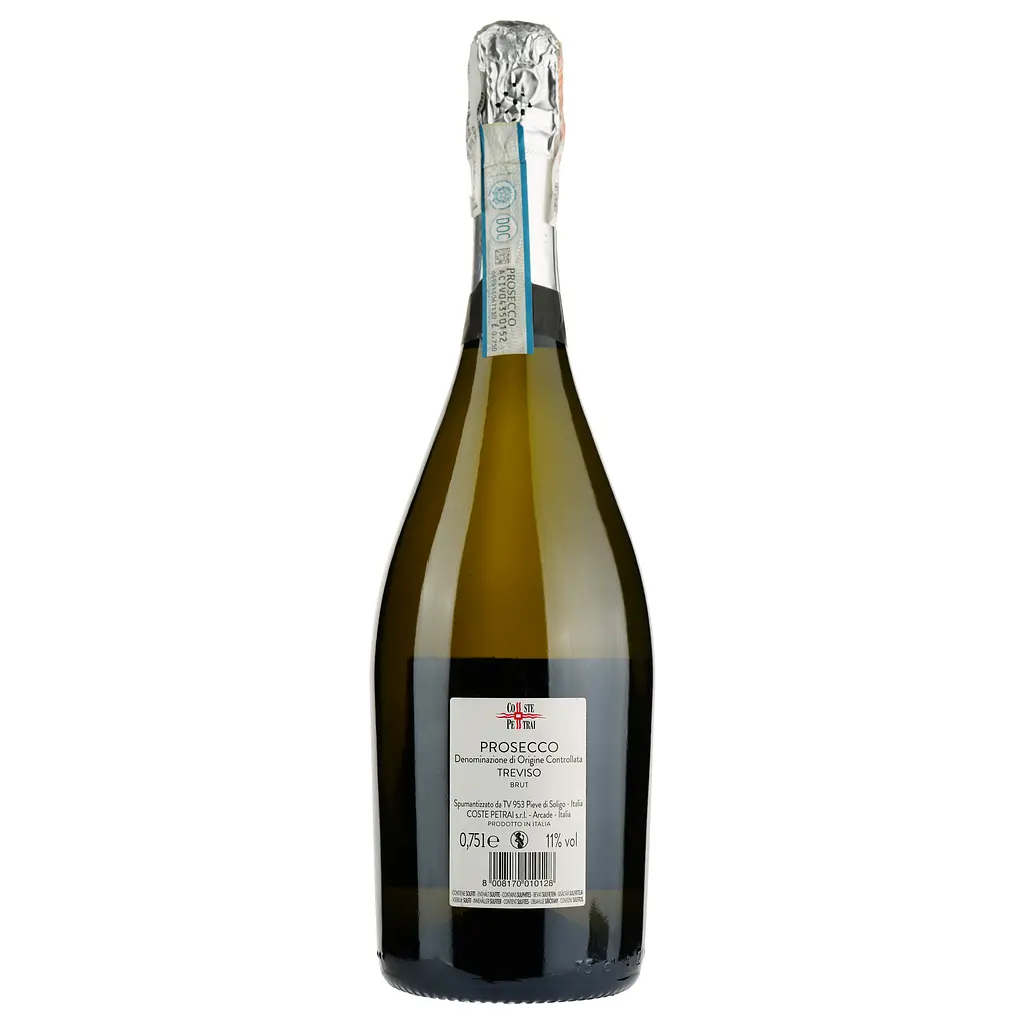 Вино ігристе Coste Petrai Prosecco Treviso Brut, біле, брют, 0,75 л - фото 2