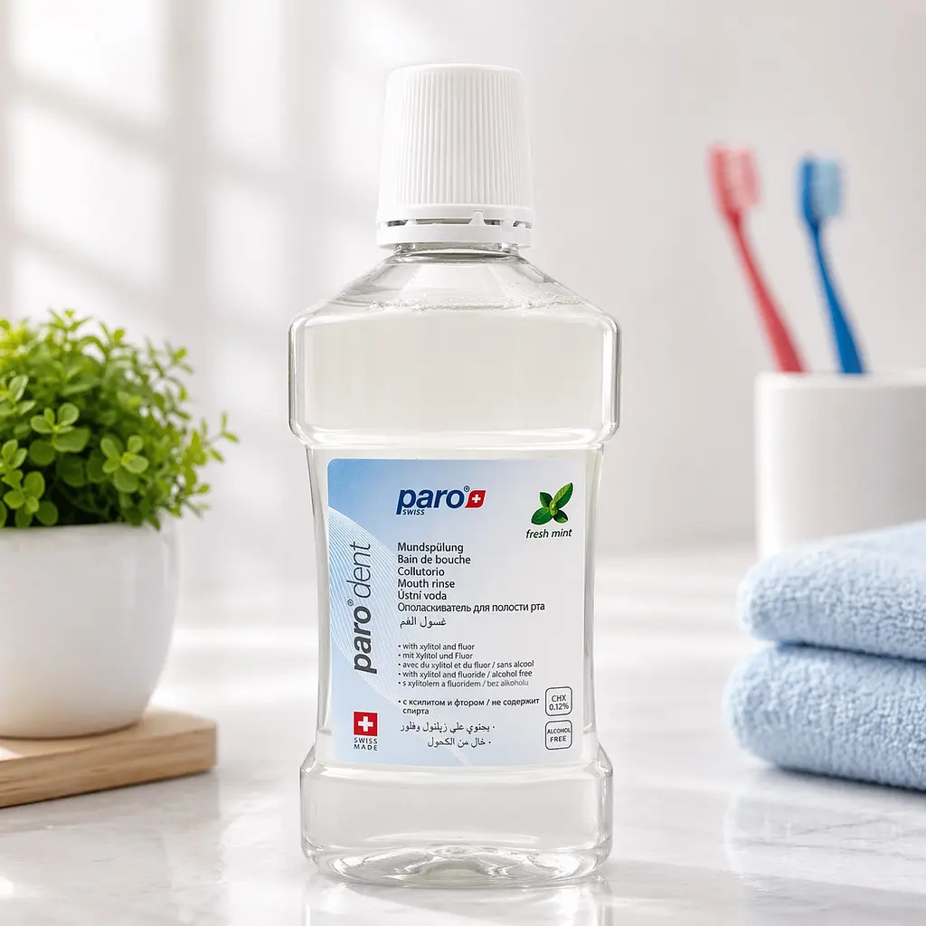 Ополаскиватель для полости рта Paro Swiss Paro Dent аминофторид 0,25% без спирта Швейцария 500 мл