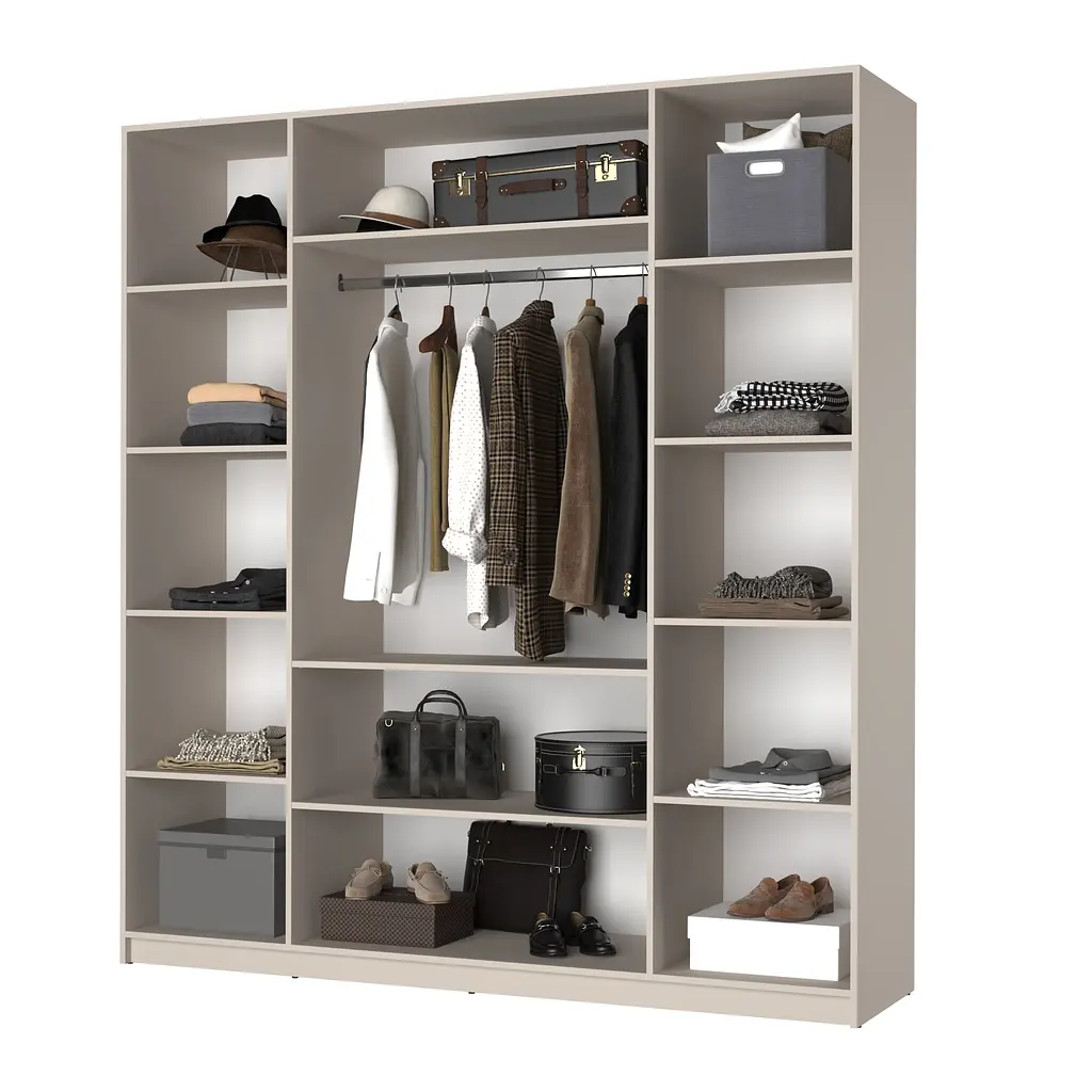 Шафа 4-дверна з антресоллю MebelStar Оскар ДСП BL-B, комплект полиць 200x52x260 см Антрацит (MBS-5070) - фото 2
