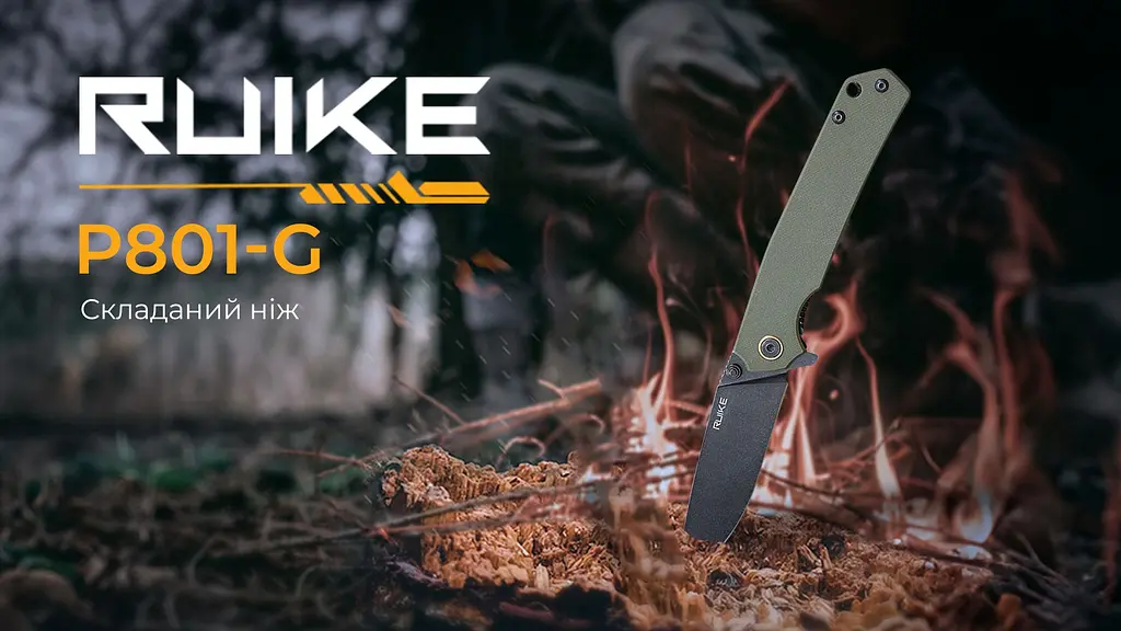 Нож складной туристический Ruike P801-G, (8.6 см) 14C28N/G10 оливковый - фото 40