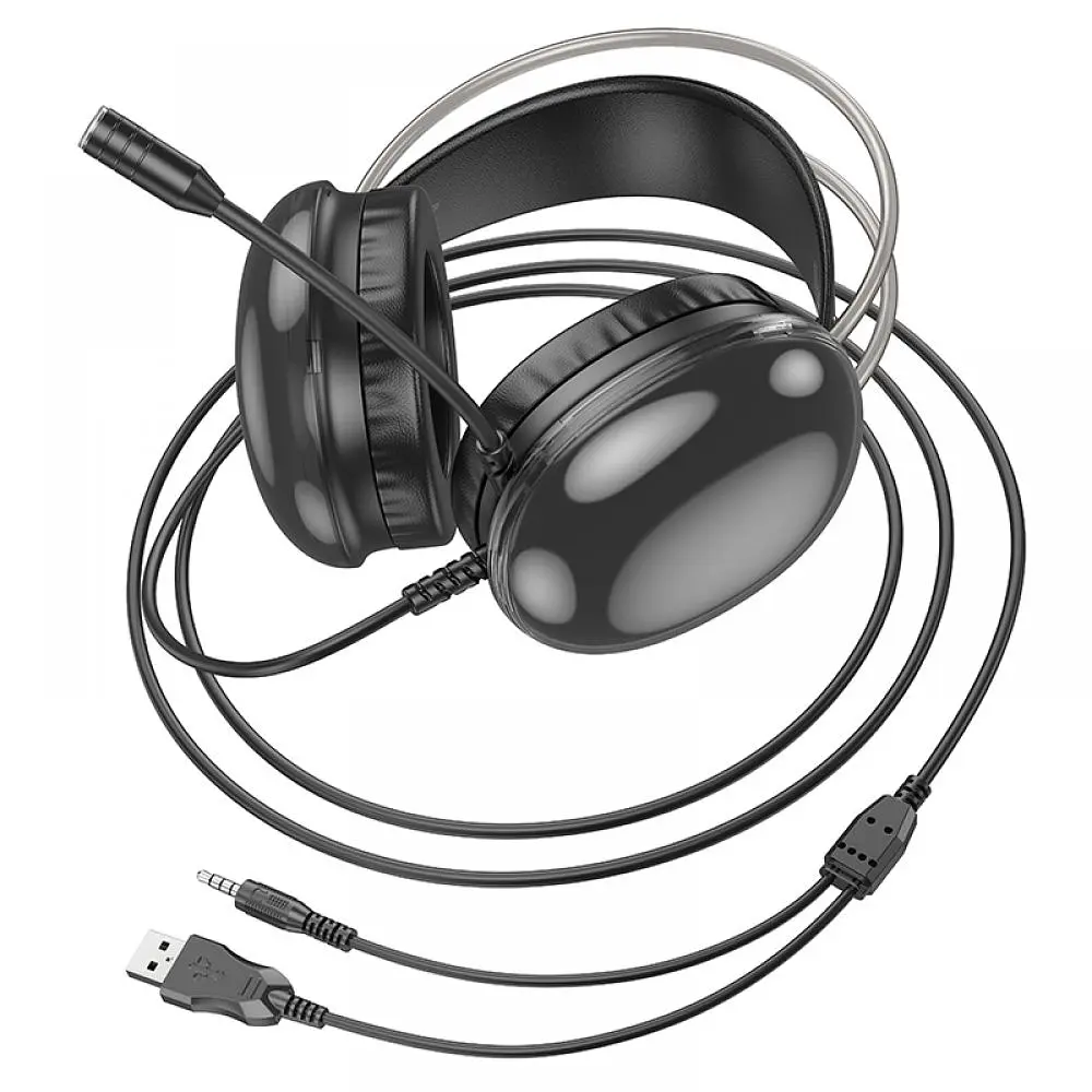 Ігрові навушники повнорозмірні Hoco W109 Rich USB/AUX 2 м Black (32762_2954154) - фото 4