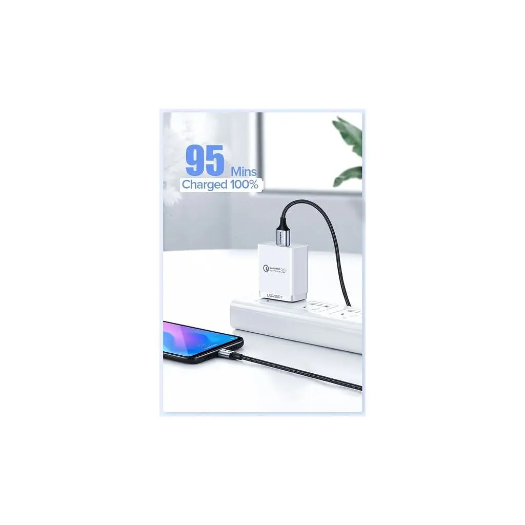 Дата кабель USB 2.0 AM to USB-C 1.5m US288 Aluminum Braid (Black) Ugreen (60127) - фото 4