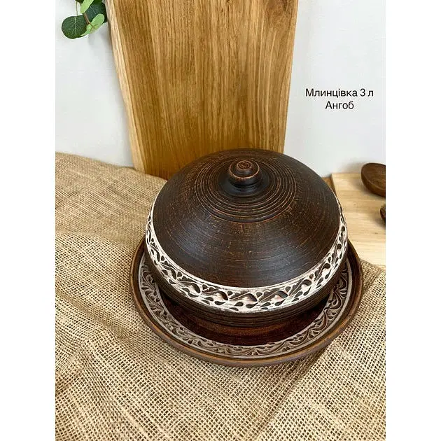 Набір керамічного (глиняного) посуду для млинців на 6 чоловік Ангоб - фото 7