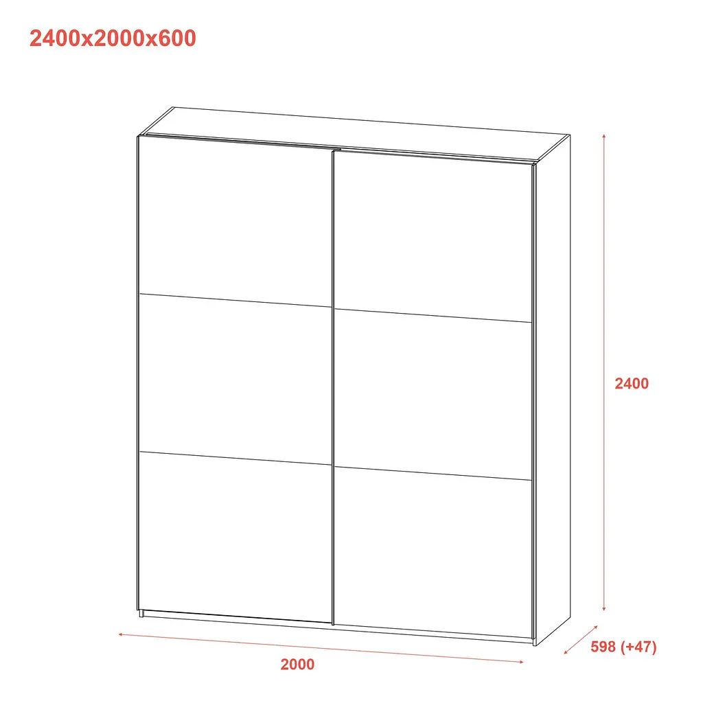 Шафа купе Doros G-Caiser Білий/Графіт 2 ДСП / 3 частини 200х60х240 (42005229) - фото 7