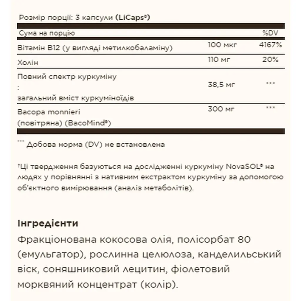 Куркумін для мозкової діяльності Solgar Full Spectrum Curcumin Brain Works 90 рідких капсул (2022-10-2996) - фото 4