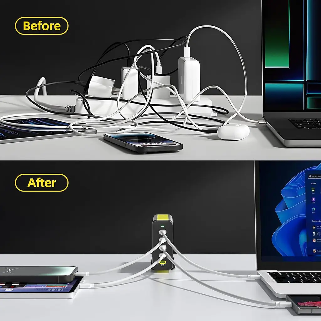 Потужний GaN зарядний пристрій HUNDA 300 Вт USB-C - фото 3