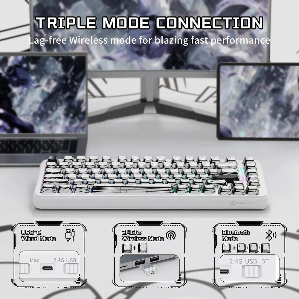 Клавіатура Attack Shark X82 Pro RGB HE Magnetic Switch Wireless Comic (AS-6972792470719-C-UA) [166729] - фото 6