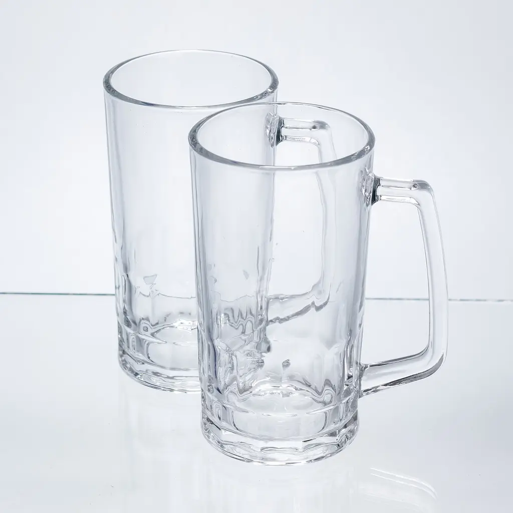 Набір кухлів для пива Yiwu Patterned Stein скляних 2 штуки по 530 мл кружки для пива скло з ручками міцний посуд HP-17-61 - фото 4