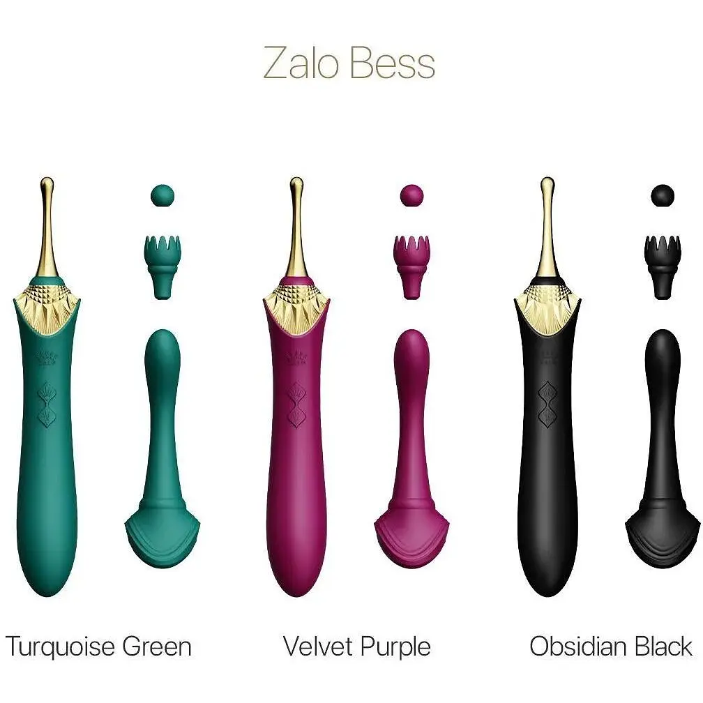 Вагинально-клиторальный вибратор Zalo Bess Turquoise Green многофункциональный с насадками - фото 8