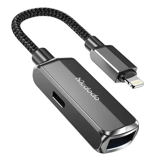 Адаптер McDodo 2 in 1 Convertor Lightning to USB-A 3.0 + Lightning CA-2690 Dark Grey