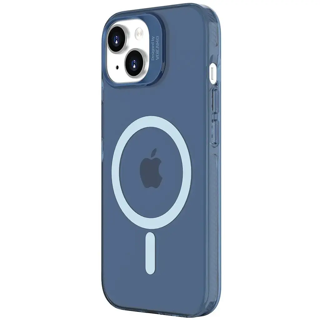 Чохол Vokamo для iPhone 15 захисний з магнітним кільцем блакитний - фото 2