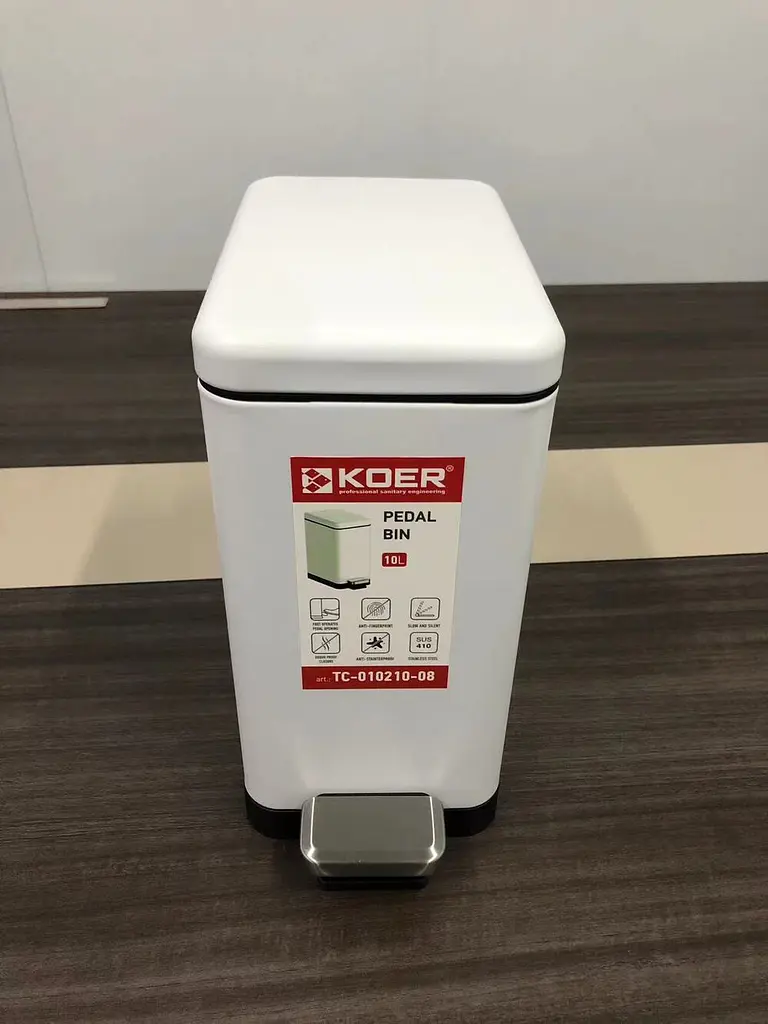 Відро для сміття з плавним закриттям прямокутне Koer TC-010210-08 10 л white KR5598, Білий матовий - фото 2